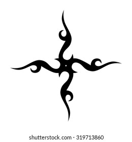 Tribal tattoo vector design sketch. Art cross decorative ornament. Simple logo. Designer isolated abstract element for arm, leg, shoulder men and women on white background.