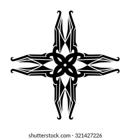 Tribal tattoo vector design sketch. Art cross decorative ornament. Simple logo. Designer isolated abstract element for arm, leg, shoulder men and women on white background.