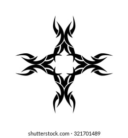 Tribal tattoo vector design sketch. Art cross decorative ornament. Simple logo. Designer isolated abstract element for arm, leg, shoulder men and women on white background.