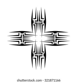 Tribal tattoo vector design sketch. Art cross decorative ornament. Simple logo. Designer isolated abstract element for arm, leg, shoulder men and women on white background.