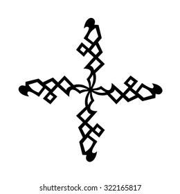 Tribal tattoo vector design sketch. Art cross decorative ornament. Simple logo. Designer isolated abstract element for arm, leg, shoulder men and women on white background.