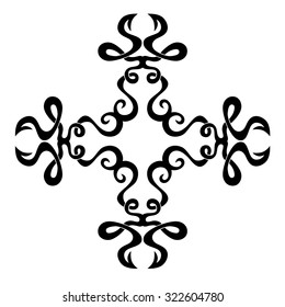 Tribal tattoo vector design sketch. Art cross pattern. Simple logo. Designer isolated abstract element for arm, leg, shoulder men and women on white background.