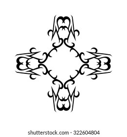 Tribal tattoo vector design sketch. Art cross pattern. Simple logo. Designer isolated abstract element for arm, leg, shoulder men and women on white background.