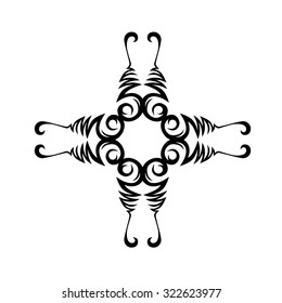 Tribal tattoo vector design sketch. Art cross pattern. Simple logo. Designer isolated abstract element for arm, leg, shoulder men and women on white background.