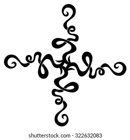 Tribal tattoo vector design sketch. Art cross pattern. Simple logo. Designer isolated abstract element for arm, leg, shoulder men and women on white background.
