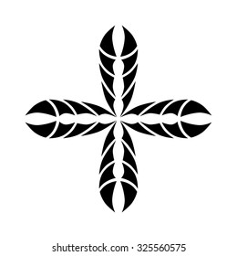Tribal tattoo vector design sketch. Art cross pattern. Simple logo. Designer isolated abstract element for arm, leg, shoulder men and women on white background.