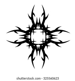 Tribal tattoo vector design sketch. Art cross pattern. Simple logo. Designer isolated abstract element for arm, leg, shoulder men and women on white background.