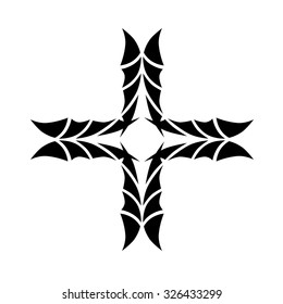 Tribal tattoo vector design sketch. Art cross pattern. Simple logo. Designer isolated abstract element for arm, leg, shoulder men and women on white background.