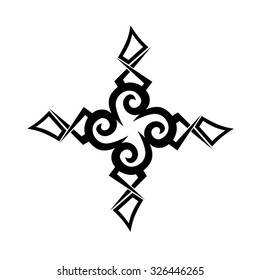 Tribal tattoo vector design sketch. Art cross pattern. Simple logo. Designer isolated abstract element for arm, leg, shoulder men and women on white background.