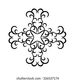 Tribal tattoo vector design sketch. Art cross pattern. Simple logo. Designer isolated abstract element for arm, leg, shoulder men and women on white background.