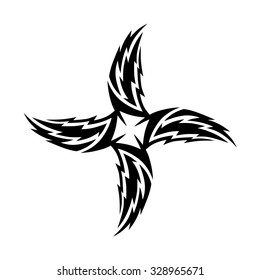 Tribal tattoo vector design sketch. Art cross pattern. Simple logo. Designer isolated abstract element for arm, leg, shoulder men and women on white background.