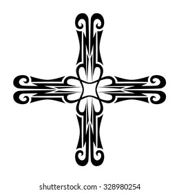 Tribal tattoo vector design sketch. Art cross pattern. Simple logo. Designer isolated abstract element for arm, leg, shoulder men and women on white background.