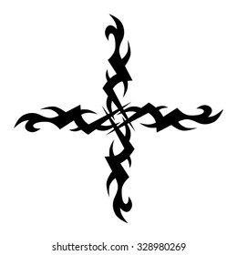 Tribal tattoo vector design sketch. Art cross pattern. Simple logo. Designer isolated abstract element for arm, leg, shoulder men and women on white background.