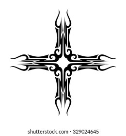 Tribal tattoo vector design sketch. Art cross pattern. Simple logo. Designer isolated abstract element for arm, leg, shoulder men and women on white background.