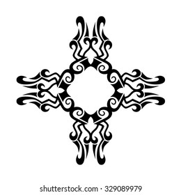 Tribal tattoo vector design sketch. Art cross pattern. Simple logo. Designer isolated abstract element for arm, leg, shoulder men and women on white background.