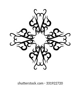 Tribal tattoo vector design sketch. Art cross pattern. Simple logo. Designer isolated abstract element for arm, leg, shoulder men and women on white background.