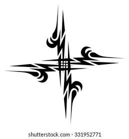 Tribal tattoo vector design sketch. Art cross pattern. Simple logo. Designer isolated abstract element for arm, leg, shoulder men and women on white background.