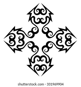 Tribal tattoo vector design sketch. Art cross pattern. Simple logo. Designer isolated abstract element for arm, leg, shoulder men and women on white background.