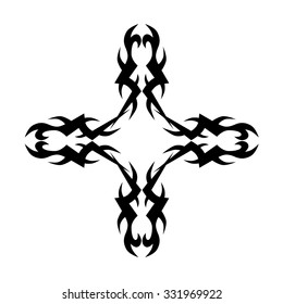 Tribal tattoo vector design sketch. Art cross pattern. Simple logo. Designer isolated abstract element for arm, leg, shoulder men and women on white background.