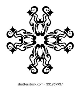 Tribal tattoo vector design sketch. Art cross pattern. Simple logo. Designer isolated abstract element for arm, leg, shoulder men and women on white background.