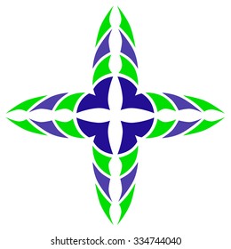 Tribal tattoo vector design sketch. Art cross colored pattern. Simple logo. Designer isolated abstract element for arm, leg, shoulder men and women on white background.