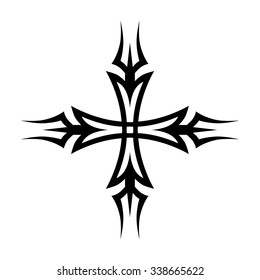 Tribal tattoo vector design sketch. Art cross pattern. Simple logo. Designer isolated abstract element for arm, leg, shoulder men and women on white background.