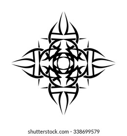 Tribal tattoo vector design sketch. Art cross pattern. Simple logo. Designer isolated abstract element for arm, leg, shoulder men and women on white background.