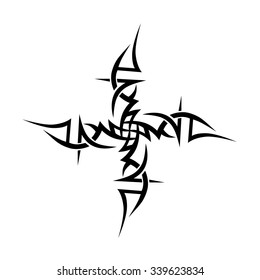 Tribal tattoo vector design sketch. Art cross pattern. Simple logo. Designer isolated abstract element for arm, leg, shoulder men and women on white background.