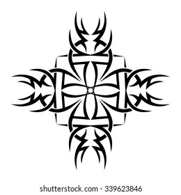 Tribal tattoo vector design sketch. Art cross pattern. Simple logo. Designer isolated abstract element for arm, leg, shoulder men and women on white background.