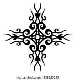 Tribal tattoo vector design sketch. Art cross pattern. Simple logo. Designer isolated abstract element for arm, leg, shoulder men and women on white background.