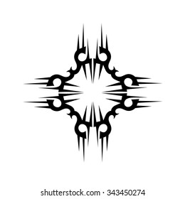 Tribal tattoo vector design sketch. Art cross pattern. Simple logo. Designer isolated abstract element for arm, leg, shoulder men and women on white background.