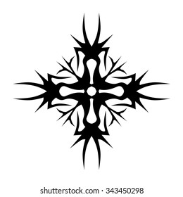 Tribal tattoo vector design sketch. Art cross pattern. Simple logo. Designer isolated abstract element for arm, leg, shoulder men and women on white background.