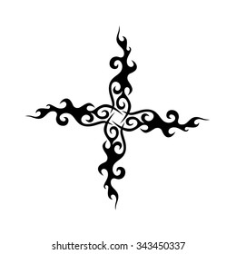 Tribal tattoo vector design sketch. Art cross pattern. Simple logo. Designer isolated abstract element for arm, leg, shoulder men and women on white background.