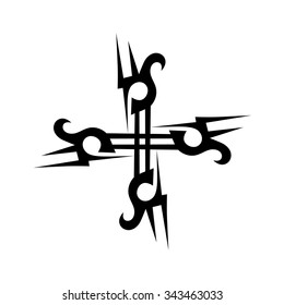Tribal tattoo vector design sketch. Art cross pattern. Simple logo. Designer isolated abstract element for arm, leg, shoulder men and women on white background.