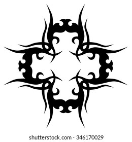 Tribal tattoo vector design sketch. Art cross pattern. Simple logo. Designer isolated abstract element for arm, leg, shoulder men and women on white background.