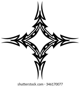 Tribal tattoo vector design sketch. Art cross pattern. Simple logo. Designer isolated abstract element for arm, leg, shoulder men and women on white background.
