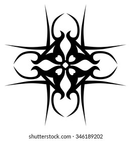 Tribal tattoo vector design sketch. Art cross pattern. Simple logo. Designer isolated abstract element for arm, leg, shoulder men and women on white background.