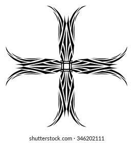Tribal tattoo vector design sketch. Art cross pattern. Simple logo. Designer isolated abstract element for arm, leg, shoulder men and women on white background.