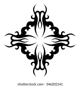 Tribal tattoo vector design sketch. Art cross pattern. Simple logo. Designer isolated abstract element for arm, leg, shoulder men and women on white background.