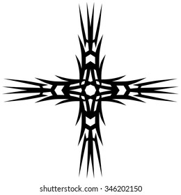 Tribal tattoo vector design sketch. Art cross pattern. Simple logo. Designer isolated abstract element for arm, leg, shoulder men and women on white background.