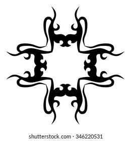 Tribal tattoo vector design sketch. Art cross pattern. Simple logo. Designer isolated abstract element for arm, leg, shoulder men and women on white background.
