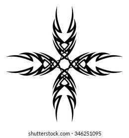 Tribal tattoo vector design sketch. Art cross pattern. Simple logo. Designer isolated abstract element for arm, leg, shoulder men and women on white background.