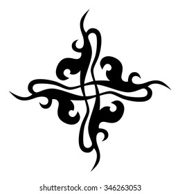 Tribal tattoo vector design sketch. Art cross pattern. Simple logo. Designer isolated abstract element for arm, leg, shoulder men and women on white background.