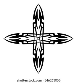 Tribal tattoo vector design sketch. Art cross pattern. Simple logo. Designer isolated abstract element for arm, leg, shoulder men and women on white background.