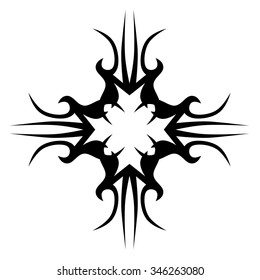 Tribal tattoo vector design sketch. Art cross pattern. Simple logo. Designer isolated abstract element for arm, leg, shoulder men and women on white background.