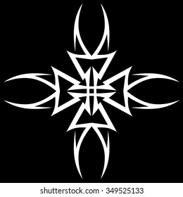 Tribal tattoo vector design sketch. Art cross pattern. Simple logo. 