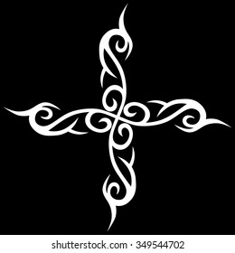 Tribal tattoo vector design sketch. Art cross pattern. Simple logo. 