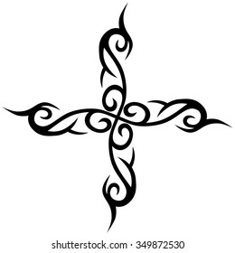 Tribal tattoo vector design sketch. Art cross pattern. Simple logo. Designer isolated abstract element for arm, leg, shoulder men and women on white background.