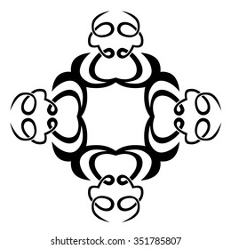 Tribal tattoo vector design sketch art cross pattern. Simple logo. Designer isolated abstract element for arm, leg, shoulder men and women on white background.