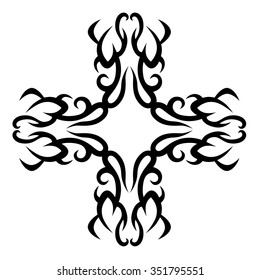 Tribal tattoo vector design sketch art cross pattern. Simple logo. Designer isolated abstract element for arm, leg, shoulder men and women on white background.